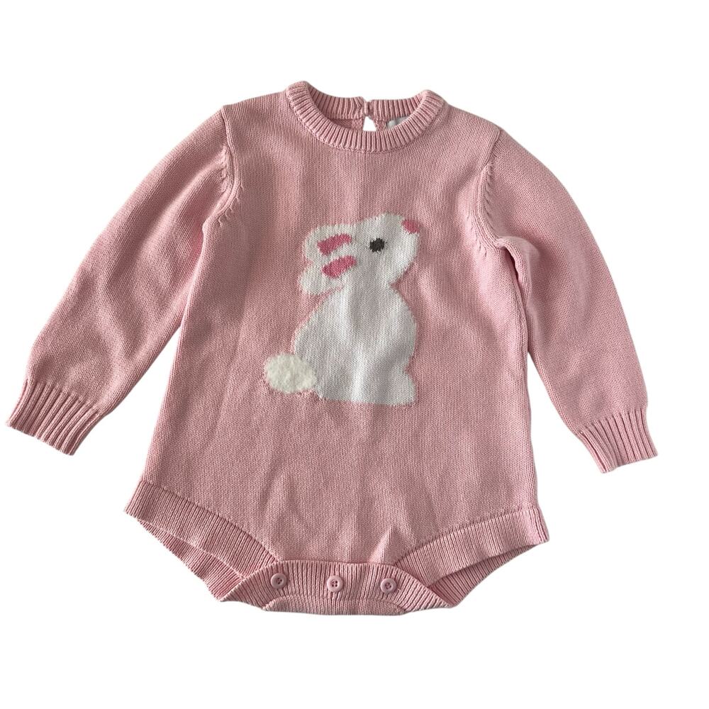Girlhood pink bunny sweater romper